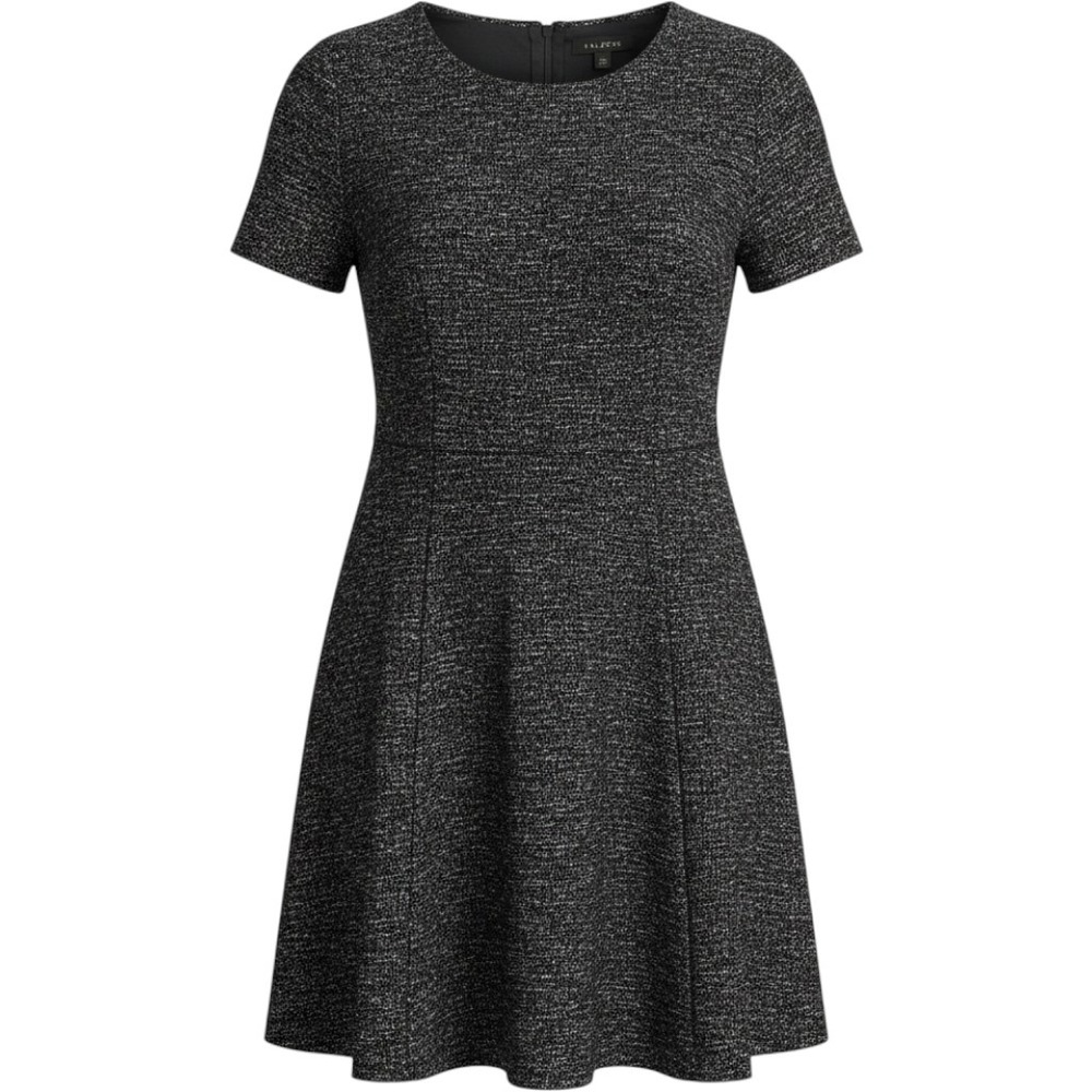 Talbots Womens‎ Fit Flare Knit Dress Size 24W Black White Short Sleeve Career